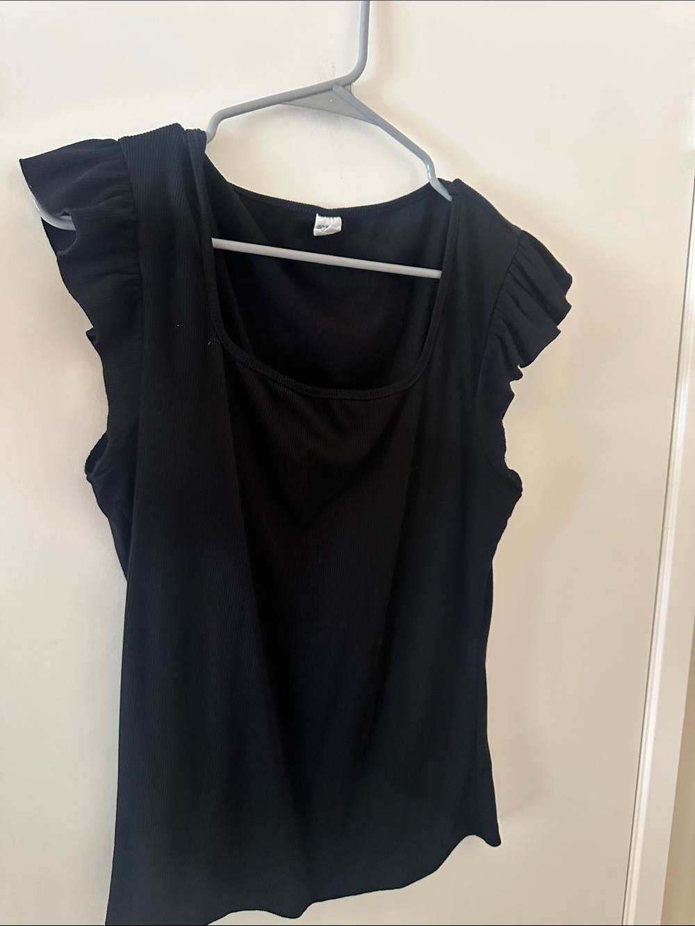 Black Ruffle Sleeve Women's Top